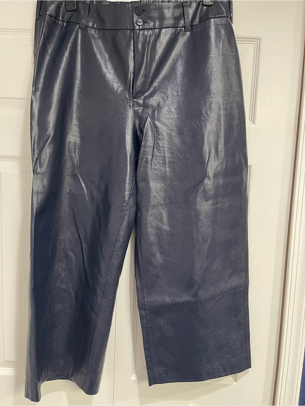 Chico's Navy Faux Leather Wide-Leg Pants